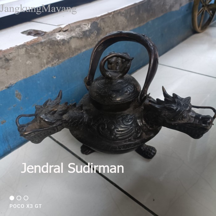 

teko naga kepala naga terbesar full kuningan Murah Meriah JD61 antik