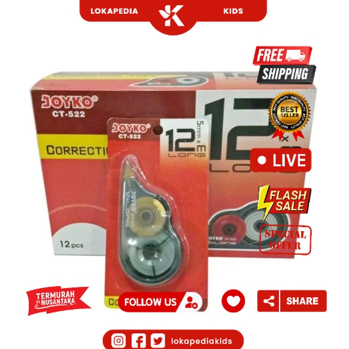 

TIPEX CORRECTION TAPE CT 522 JOYKO [LUSIN -12 PCS]