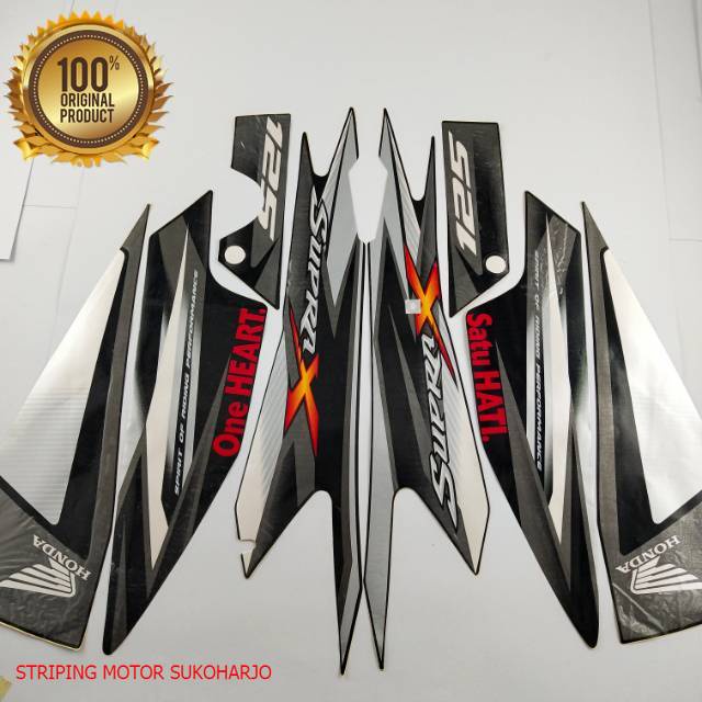 (ORI) striping honda supra x 125 2013 hitam full kualitas original