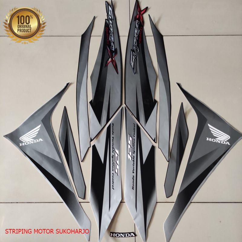 (ORI) striping honda supra x 125 r helm in 2010 2011 hitam full kualitas original