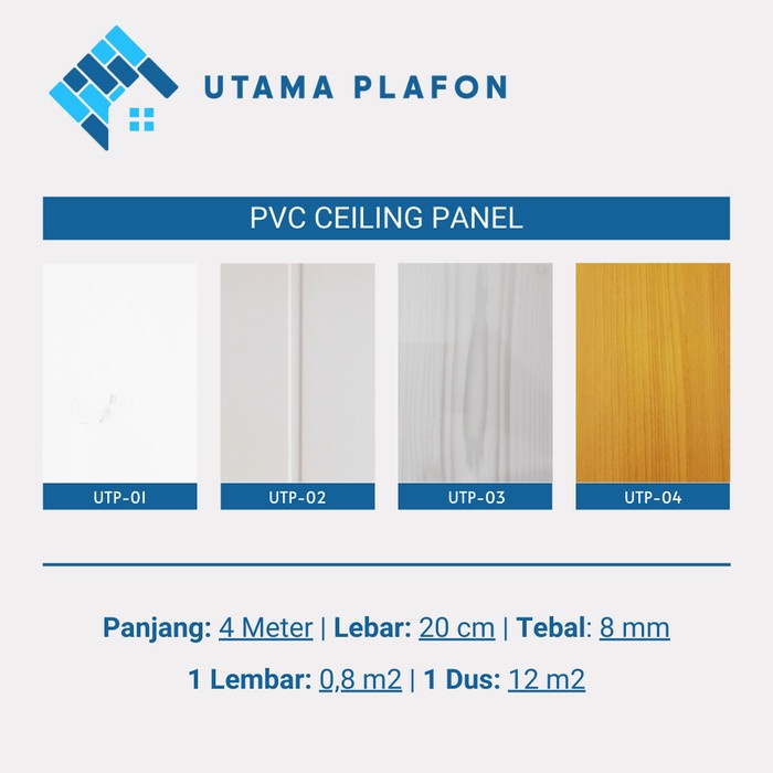 Plafon PVC Ceiling Panel Merk Utama Plafon Warna Putih Motif Kayu