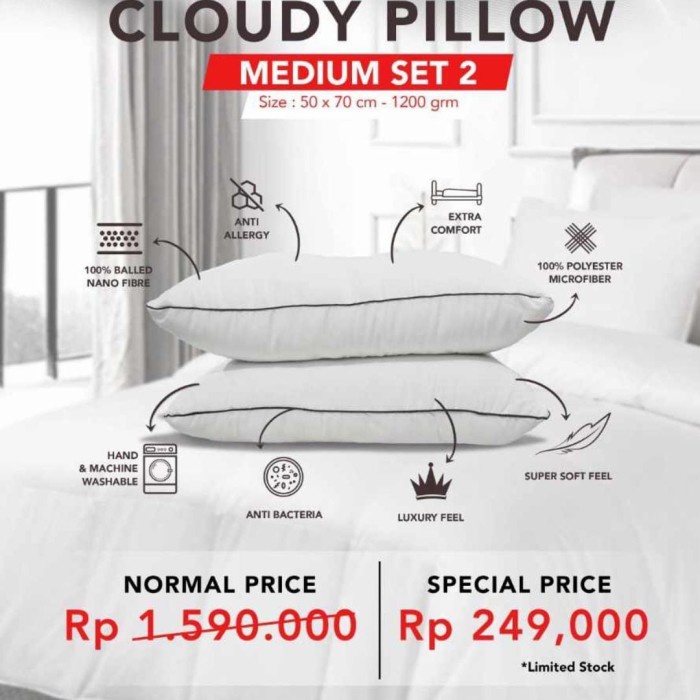 [I-ONE] King Rabbit Cloudy Pillow Medium (Isi 2Pcs)