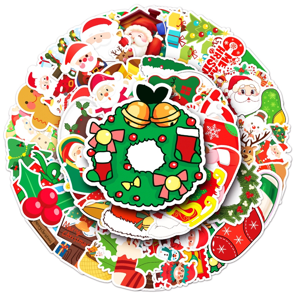 

(YUMI) 50PC STIKER NATAL AESTHETIC STIKER WATERPROFF NATAL MERRY CHRISMAST STICKER (Yumiolshopinter)