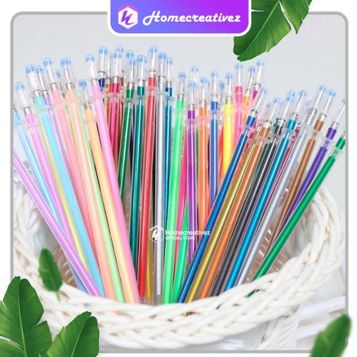 

OOTDTY Refill Tinta Pulpen Gel Warna 0.7mm Neon Pastel Glitter 48 PCS - OGP48