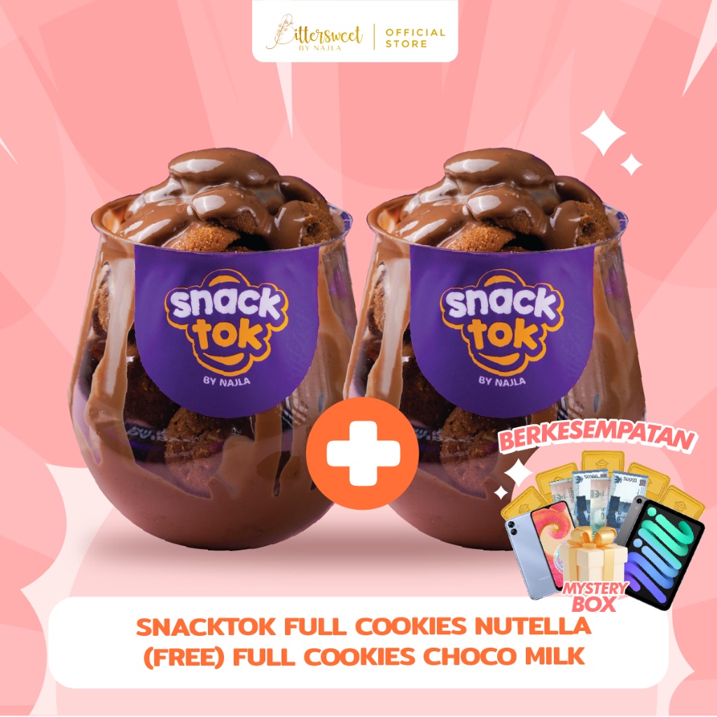 

Bittersweet by Najla - Bundle Snacktok Full Cookies ( Choco Milk + Nutella )