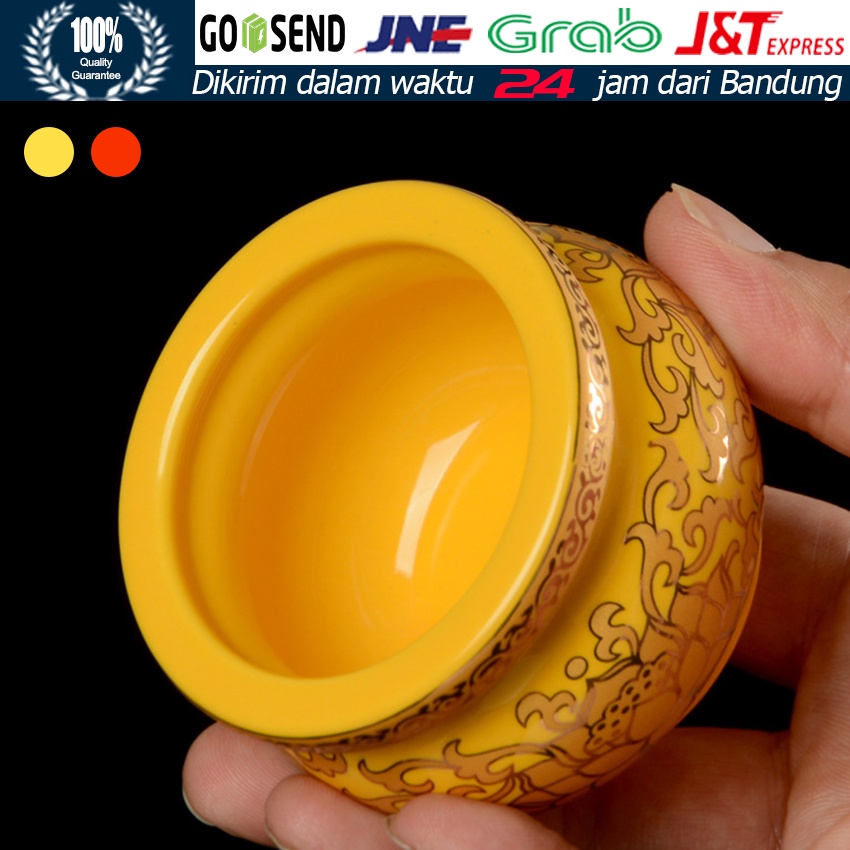 Tempat Bakar Dupa / Hiolo Keramik Incense Burner / Hiolo Kuning Merah Keramik LH