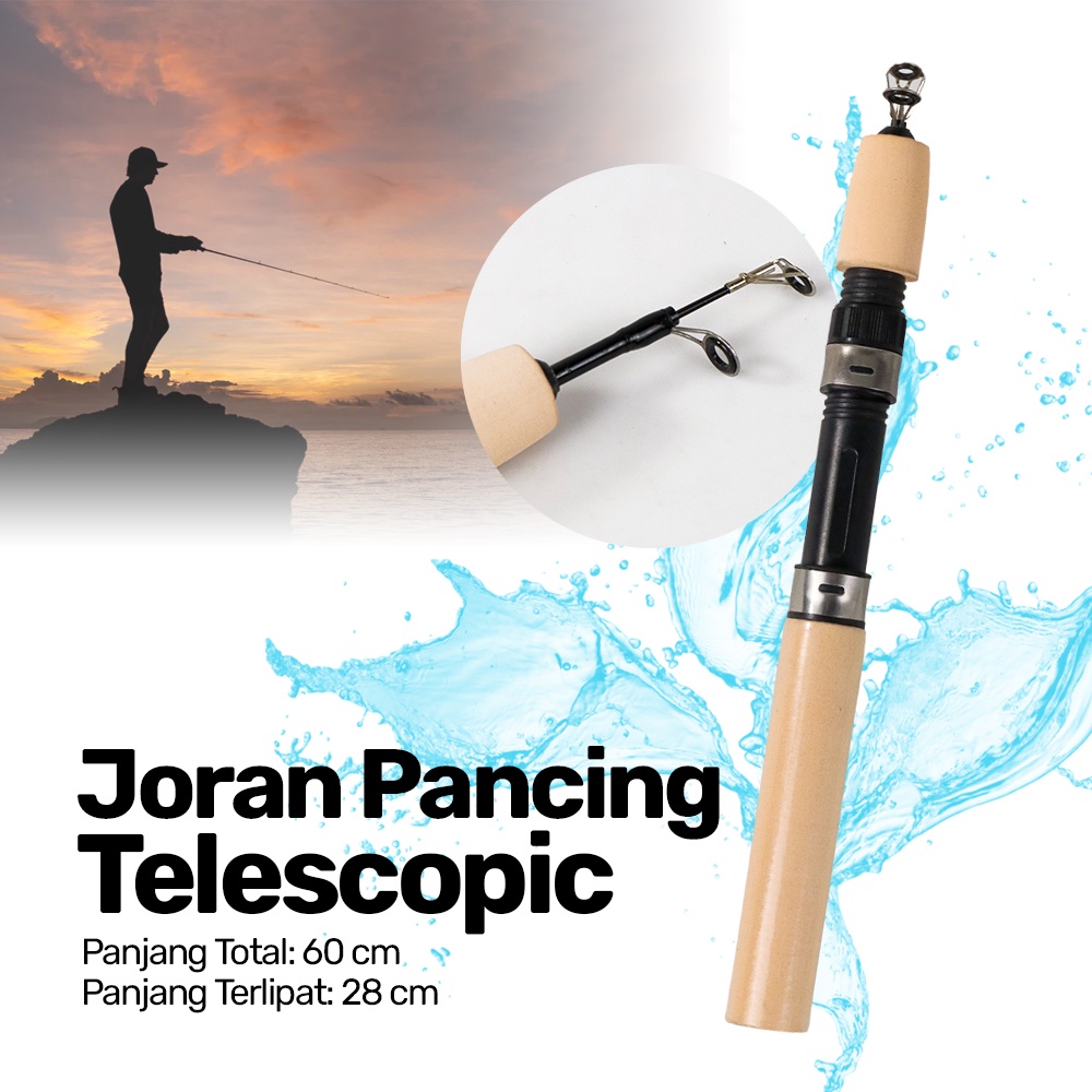 Joran Pancing Udang Es 60CM Joran Pancing Portable Ringan Joran Pancing Es Mini Joran Pancing Joran 