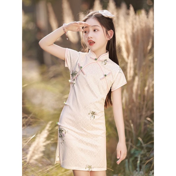 Children's cheongsam, Chinese style, girl's improved Chinese formal dress, dress