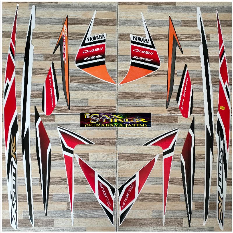 striping original Yamaha Xeon RC Oren putih tahun 2013 2014