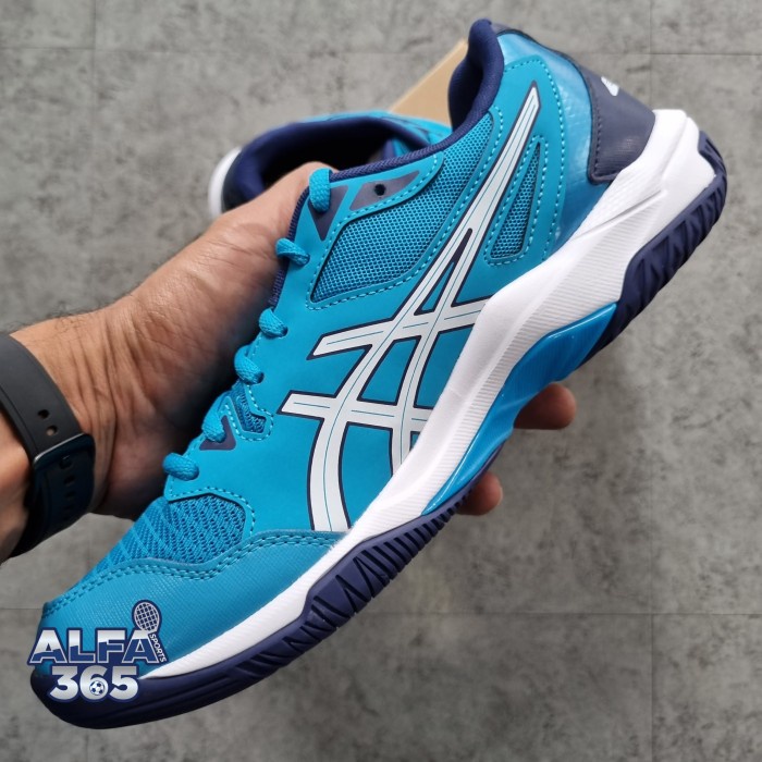 Terlaris ✨ -Sepatu Badminton / Voli Asics Gel Rocket 10 Island Blue / White - 42.5