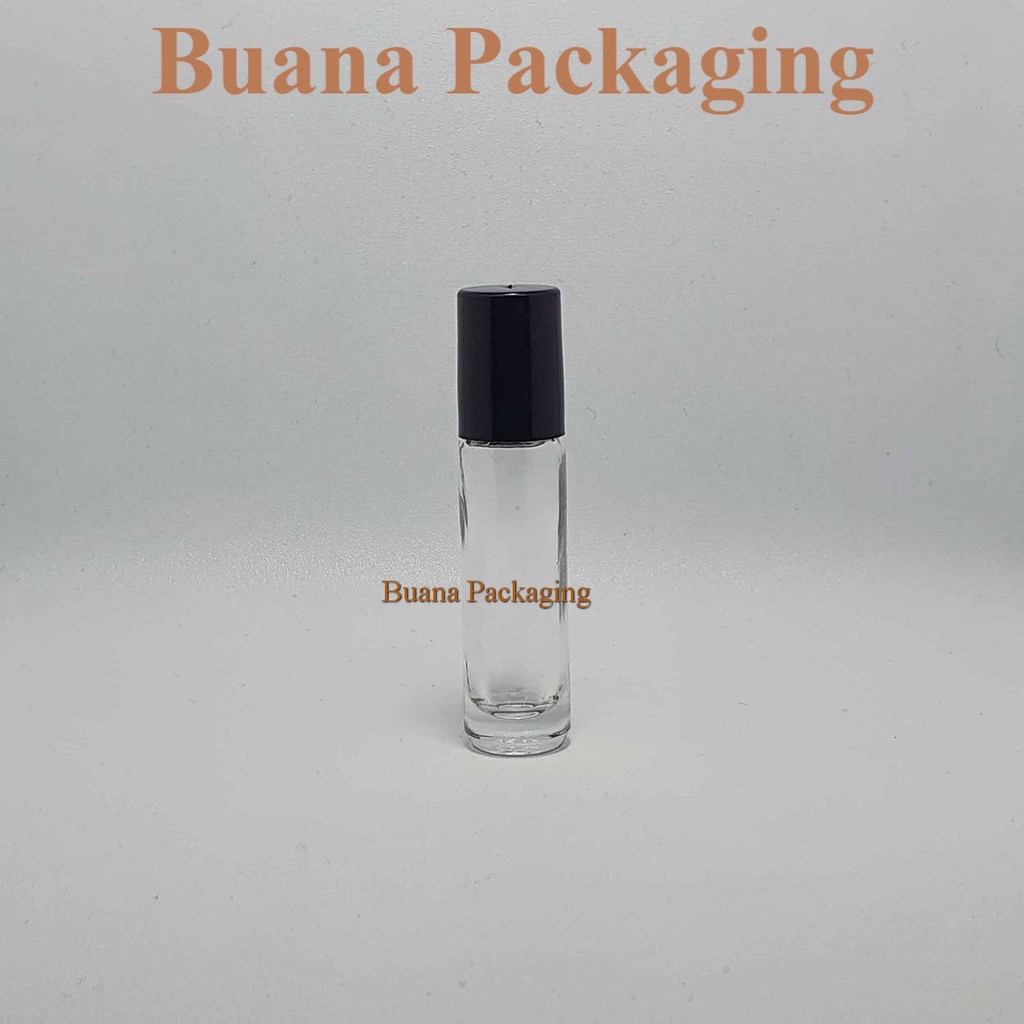 Botol Roll On 8 ml Clear Original Tutup Plastik Hitam Bola Stainles / Botol Roll On / Botol Kaca / P