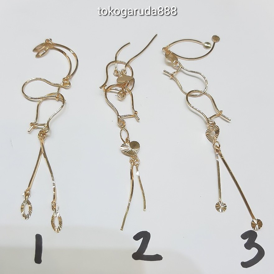 anting anak dan dewasa emas asli kadar 700 70% 16k 22 gantung panjang giwang kerabu hooks dewasa lov