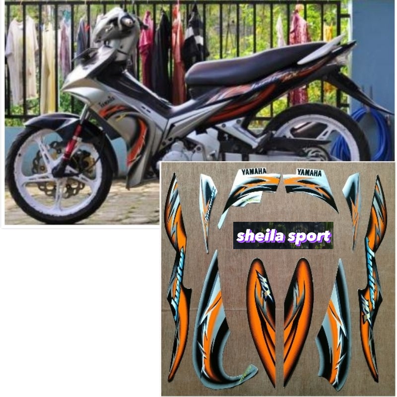 Striping jupiter mx stiker lis les Yamaha Jupiter MX 135 silver oren tahun 2006 kualitas bagus