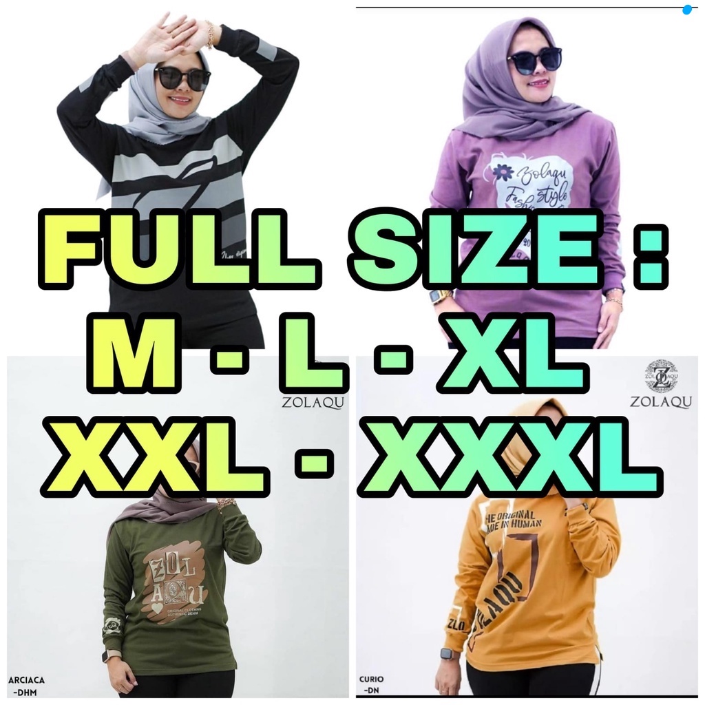 Kaos viral Zolaqu Original FULL Size (M, L, XL, XXL, XXXL) / Kaos Zolaqu JUMBO Wanita Lengan Panjang FYSTfashionshop25