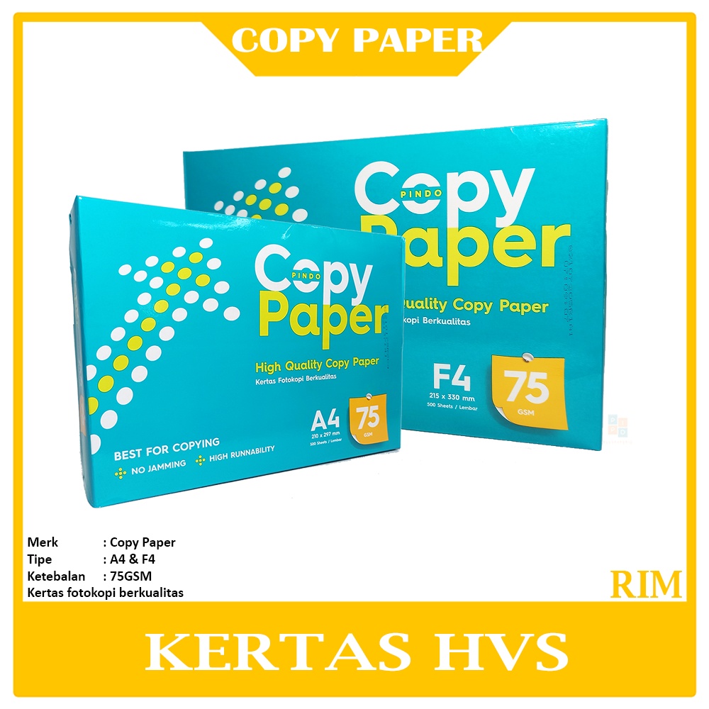 

Copy Paper - Kertas Fotocopy HVS A4 & F4 75 Gram - Rim