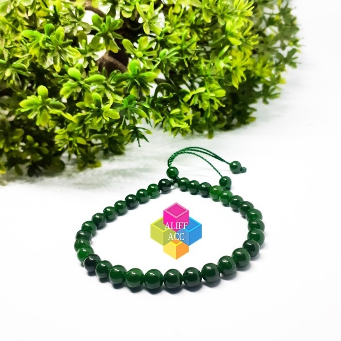 tasbih gelang batu natural giok hijau 33 butir 6mm asli