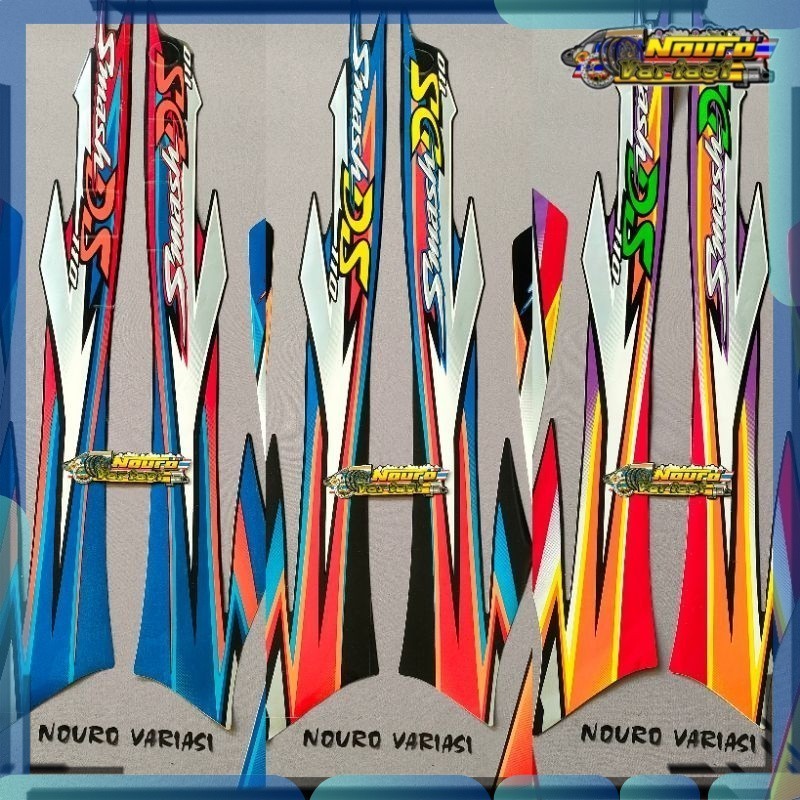 Stiker striping suzuki smash 110 ds 2003 2004 2005 hitam biru body standar bagus