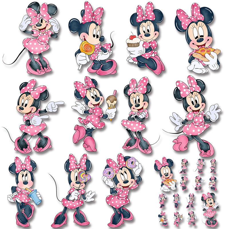 

Bowknot Minnie Food Cake Pizza Iron On Transfer Patches for Clothing DIY T-shirt Applique Decor Stickers on Fabric