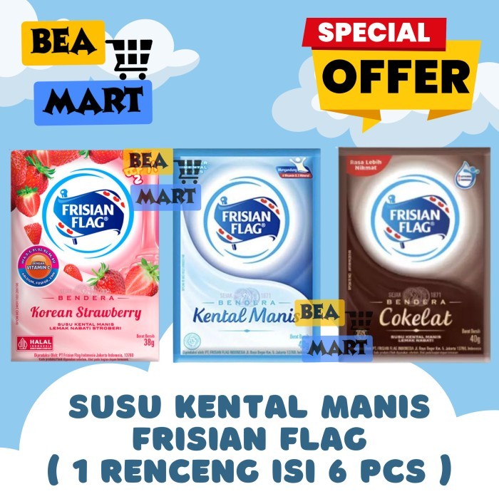 

SKM Bendera Putih / Coklat / Strawberry 1 Renceng Isi 6 Saset 40gr | Susu Frisian Flag Original / Cokelat / Stoberi 40 gr