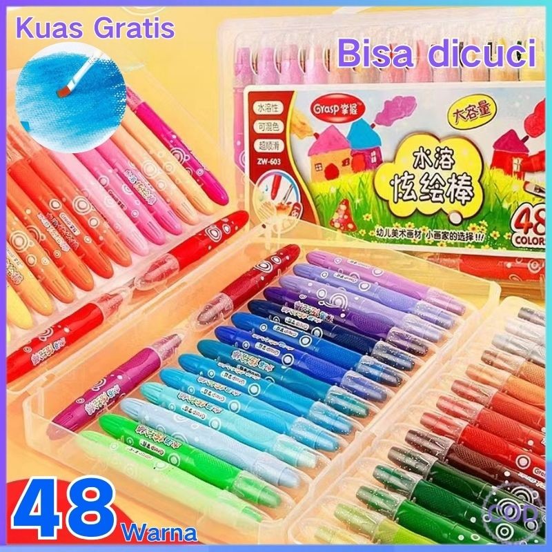 

[COD] 36/48 Warna Sedang Crayon Set Grasp Original - Kuas Gratis / Water Soluable Crayon Krayon Mewarnai