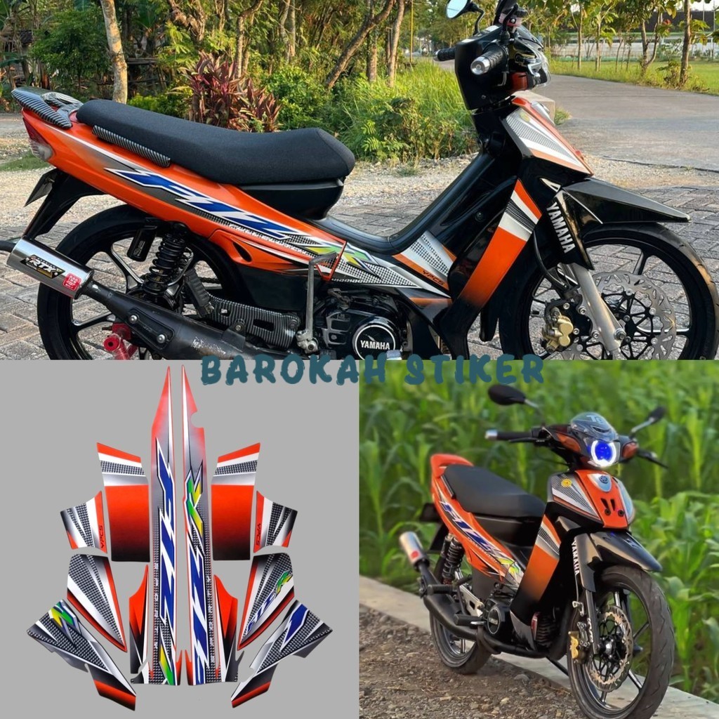 Striping stiker Yamaha F1ZR fizr fiz r f1 zr 2004 oren oranye hitam stiker list body Fullset
