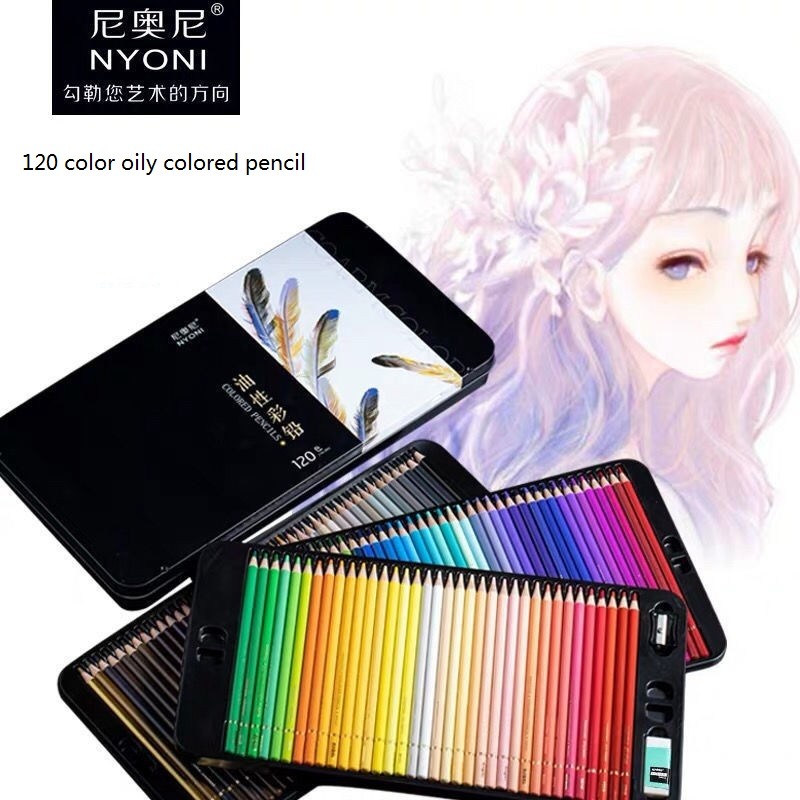 

Colored Pencils School Ssupplies Set Water Soluble/oil-Based Soft Core With 12/24/36/48/72/100/120 Colors Professional Kit