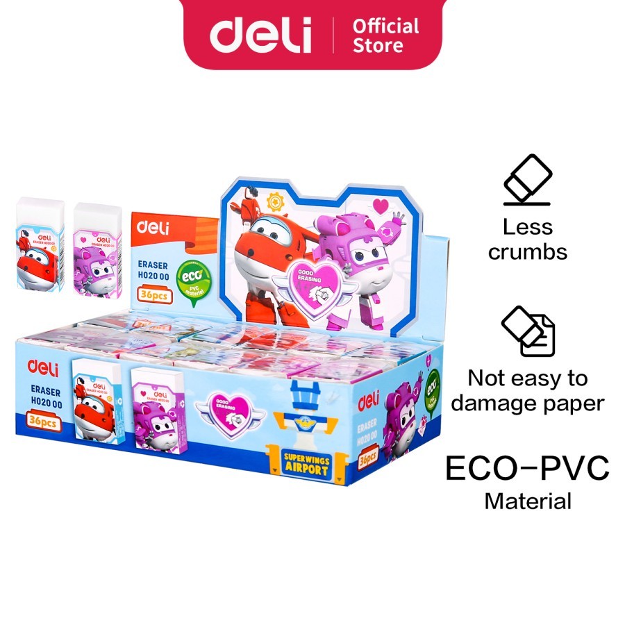 

Deli EH02000 Penghapus Karakter Super Wings, Kecil, Bebas Debu, Warna Pink & Merah