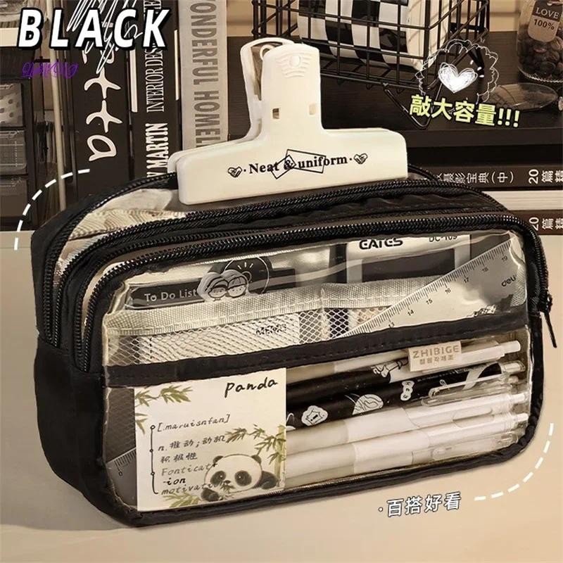 

New kawaii transparent pencil bag School supplies storage Multifunctional DIY cute stationery kid pen case Girls makeup bag