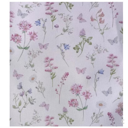 

42x50cm 14CT background printed cross-stitch cloth small flowers 14 grid colorful colorful fabric