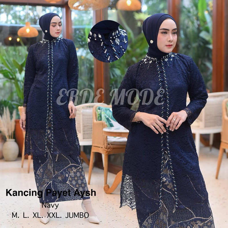 Hiyon - Set Kebaya Tunik Brukat Payet Jumbo Ld 130 Baju Kondangan Wanita Modern
