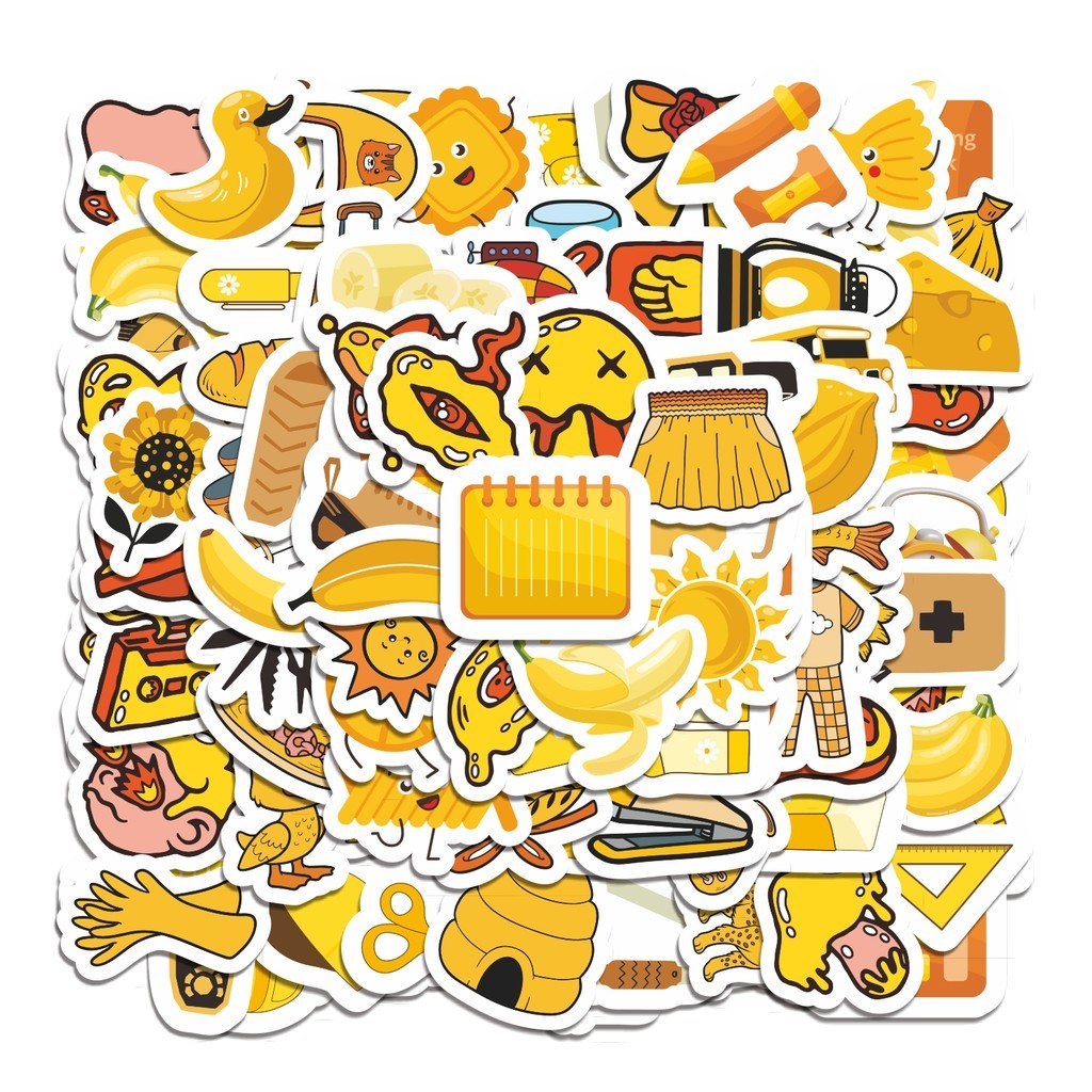 

COD 50 Pcs Stiker object warna Kuning Lucu Anti Air Untuk Dekorasi Notebook Sepeda Skateboard Handphone