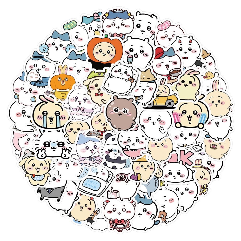 

100PCS Ins Styles Cute Chiikawa Graffiti Stickers For Helmet Bicycle Hand Account Pencil Case Decals LanLanStickersWorld