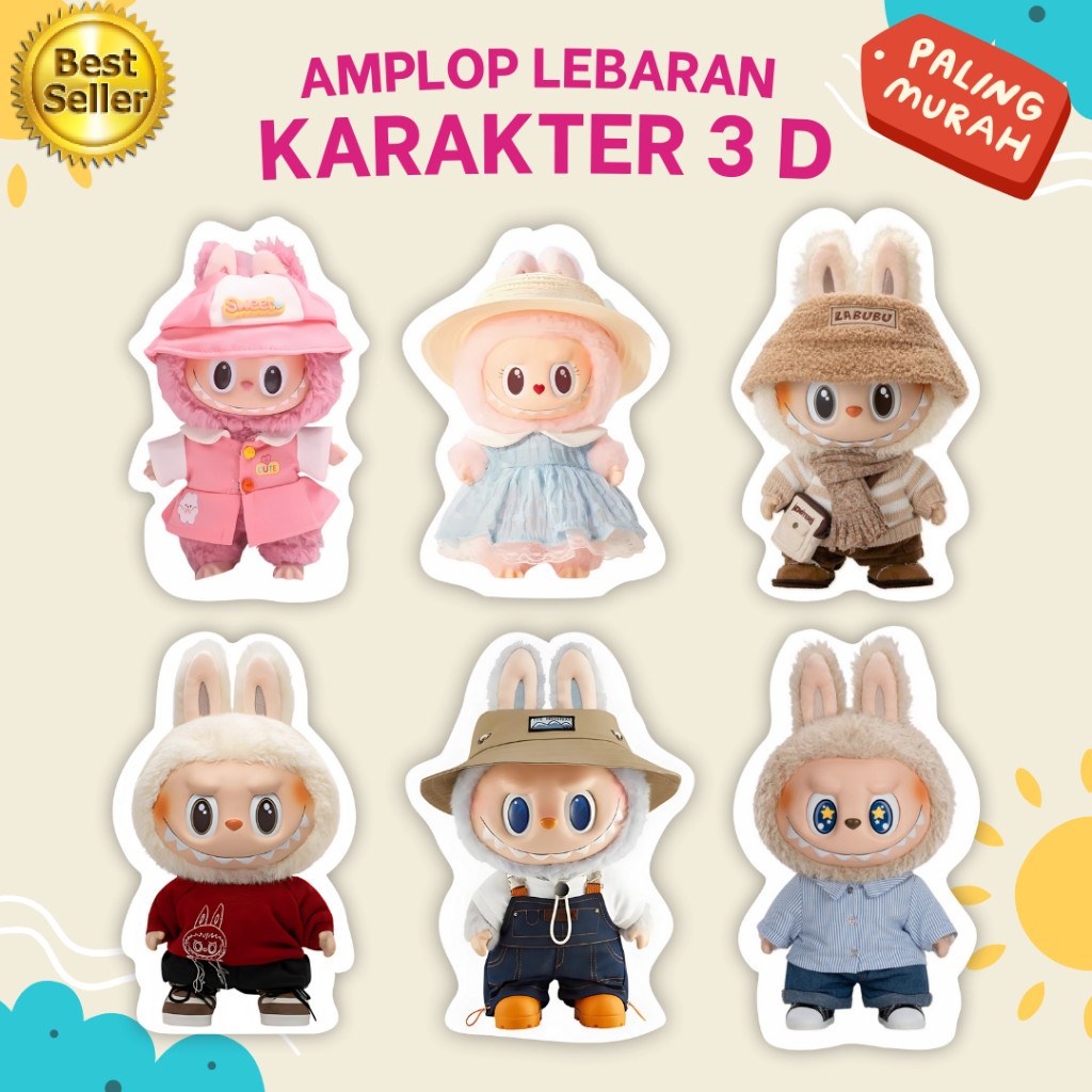 

Amplop Lebaran 3D Labubu Sanrio Super Hero 2025 Karakter Lucu Unik Angpao Gemoy Idul Fitri Imlek