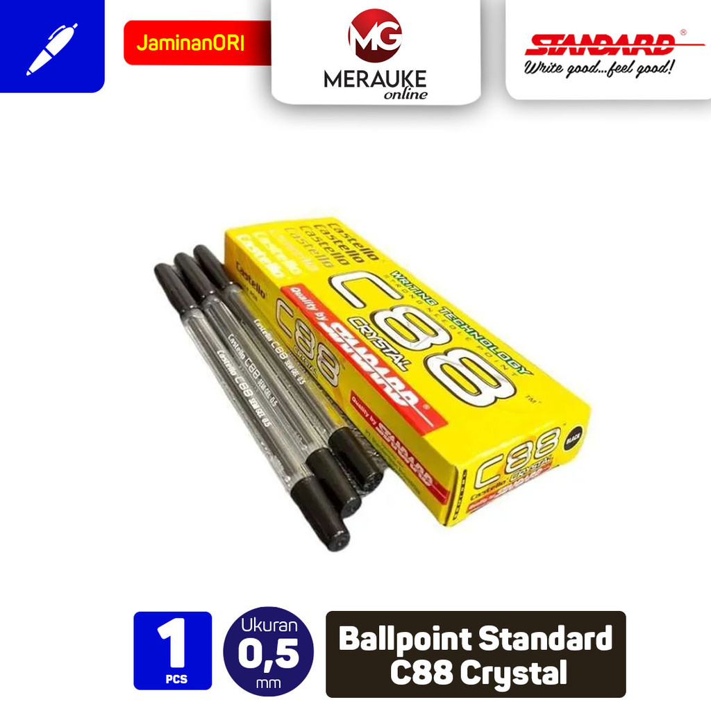 

Ballpoint STANDARD C88 Crystal - Hitam 12 Pcs