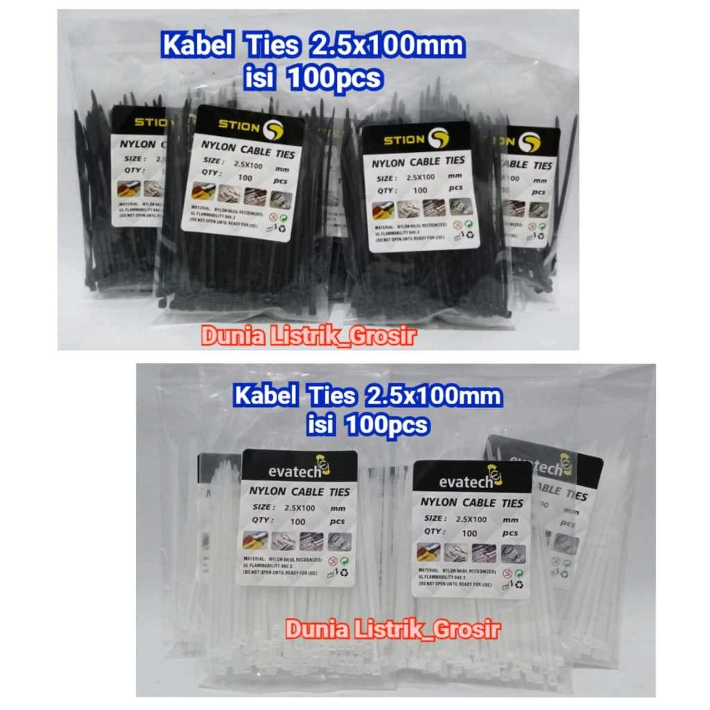 

STION / EVATECH Kabel Ties Nylon Putih & Hitam UKURAN 2,5x100mm / Kabel Tie / Cable Tis / Nylon Cable Tie