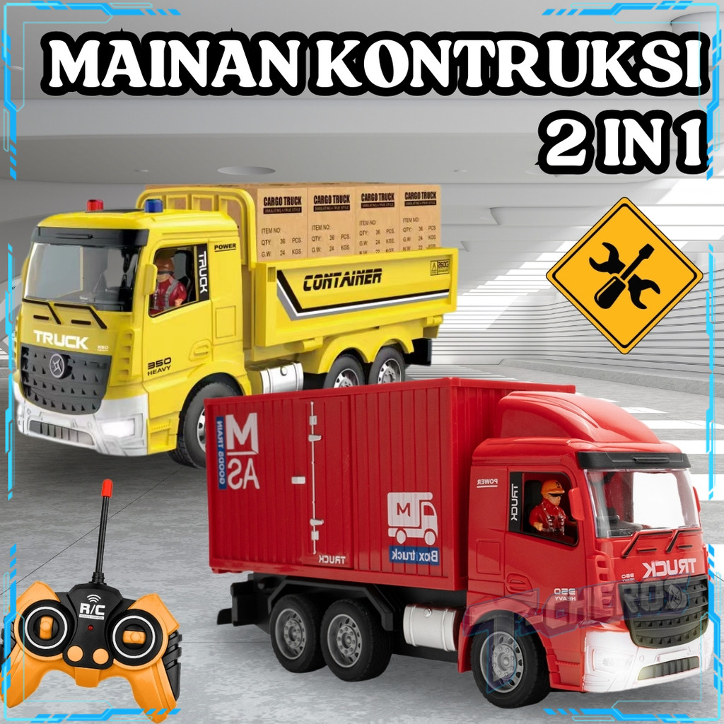 Mainan Truk Kontainer Remote Control Mainan Fuso Hino 6 CH RC Variasi Lampu Bonus Kabel USB Murah
