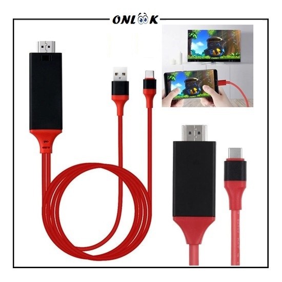 [OL] Kabel HDTV USB Type C to Port Male/Cable 2 Meter 4K Mirroring TV/Converter Video for Smartphone