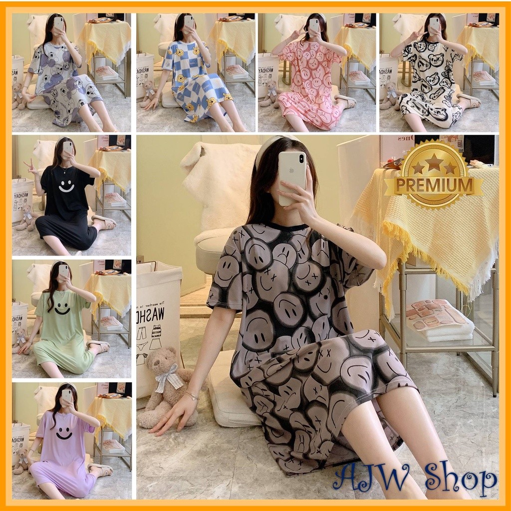 AJW Shop Daster Lengan Pendek Wanita Kekinian | Daster Import Panjang Lengan Pendek | Daster Wanita 