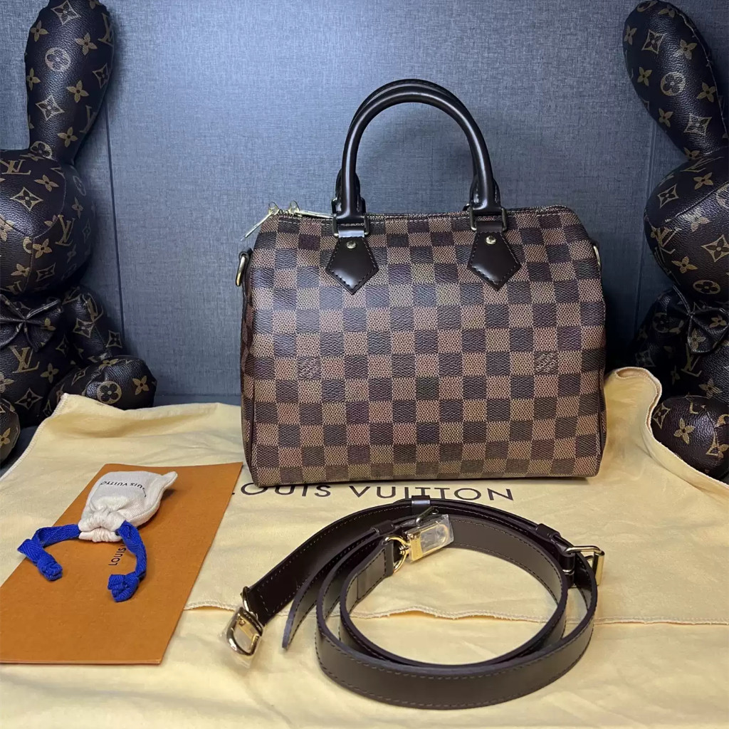 【bekas asli】（ N41368） Louis Vuitton SPEEDY 25 tas tangan/tas bantal/tas kotak-kotak/tas selempang ba