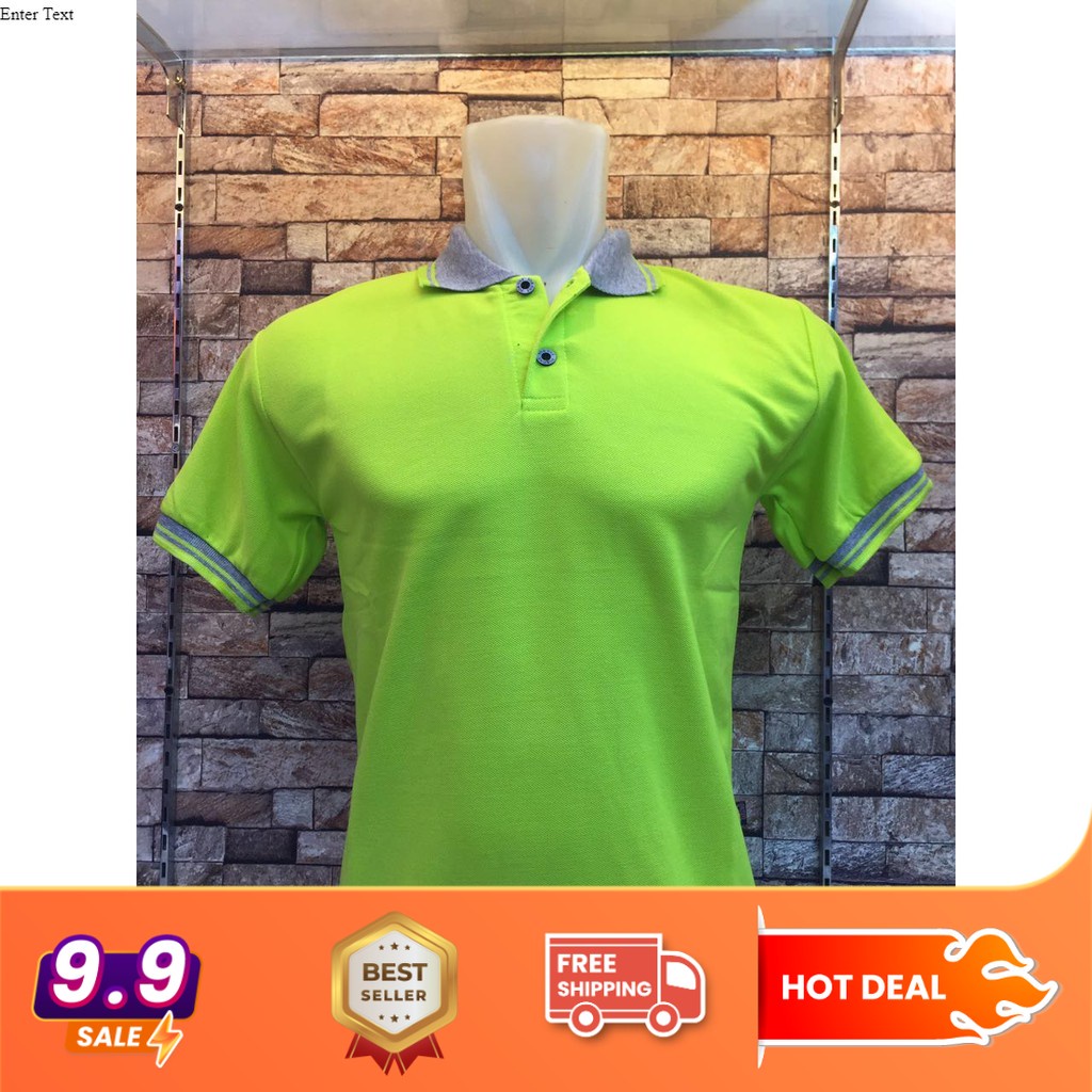 KAOS KERAH POLO KOMBINASI - POLO SHIRT WARNA HIJAU STABILO