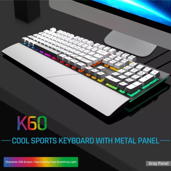 Keyboard Gaming Mechanical RGB SHIPADOO K60 Keyboard Kabel Mecha - Putih