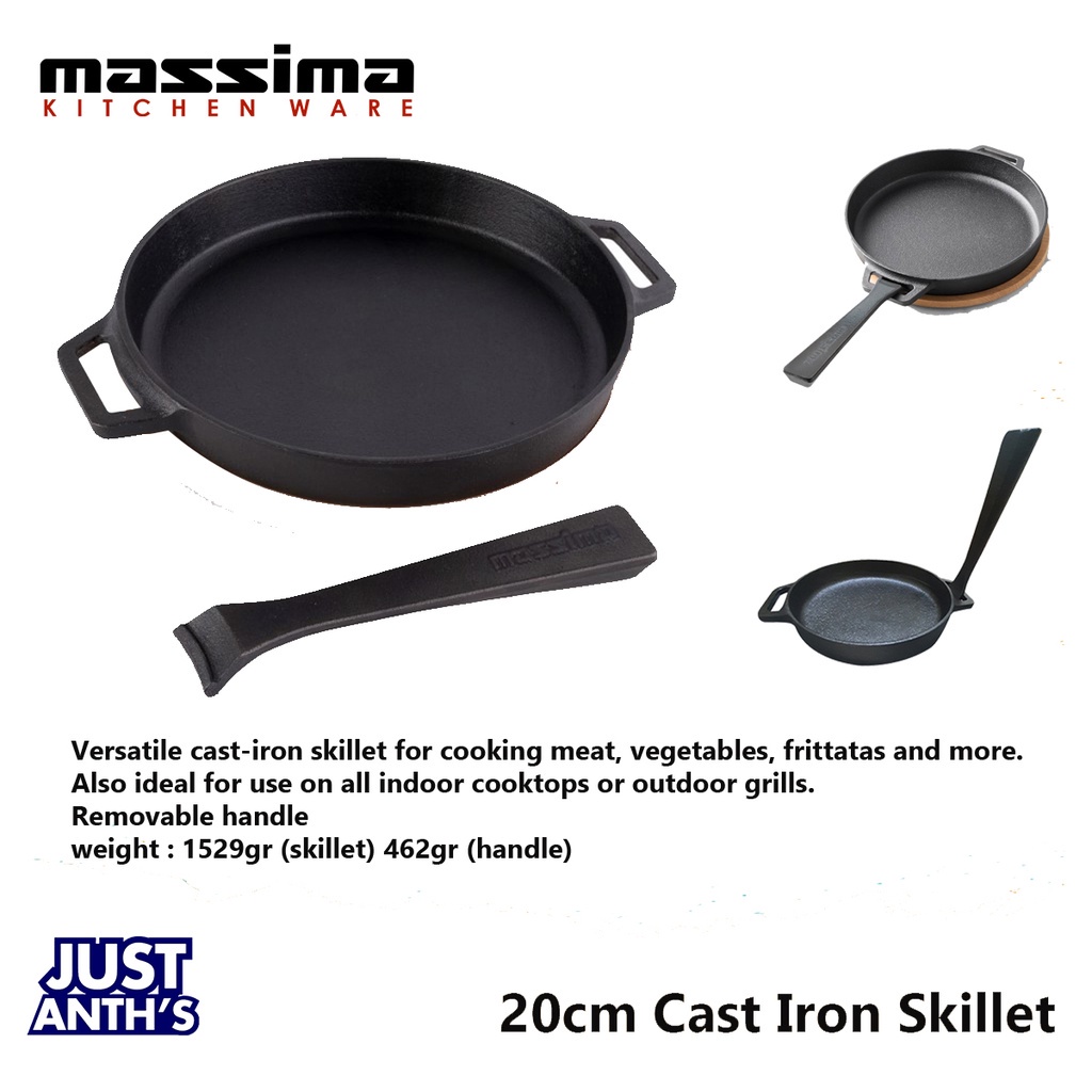 Massima DETACHABLE HANDLE Cast Iron Skillet 20 cm