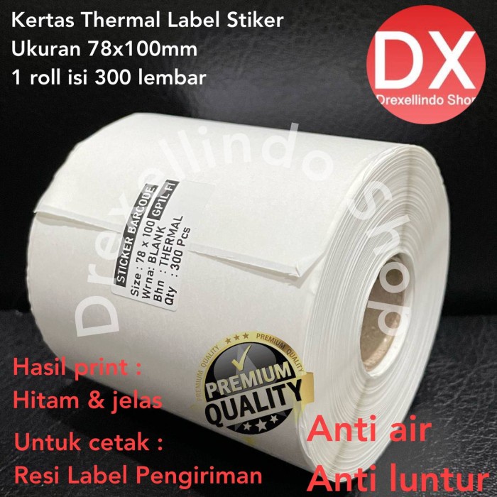 

Kertas Label Thermal Stiker 78x100mm isi 300 lembar SS27