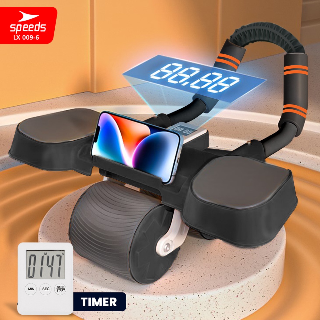 SPEEDS Ab Roller Ab Wheel Automatic Rebound Pembentuk Perut Roller Alat Abdonimal Fitness Olahraga 009-6 HITAM