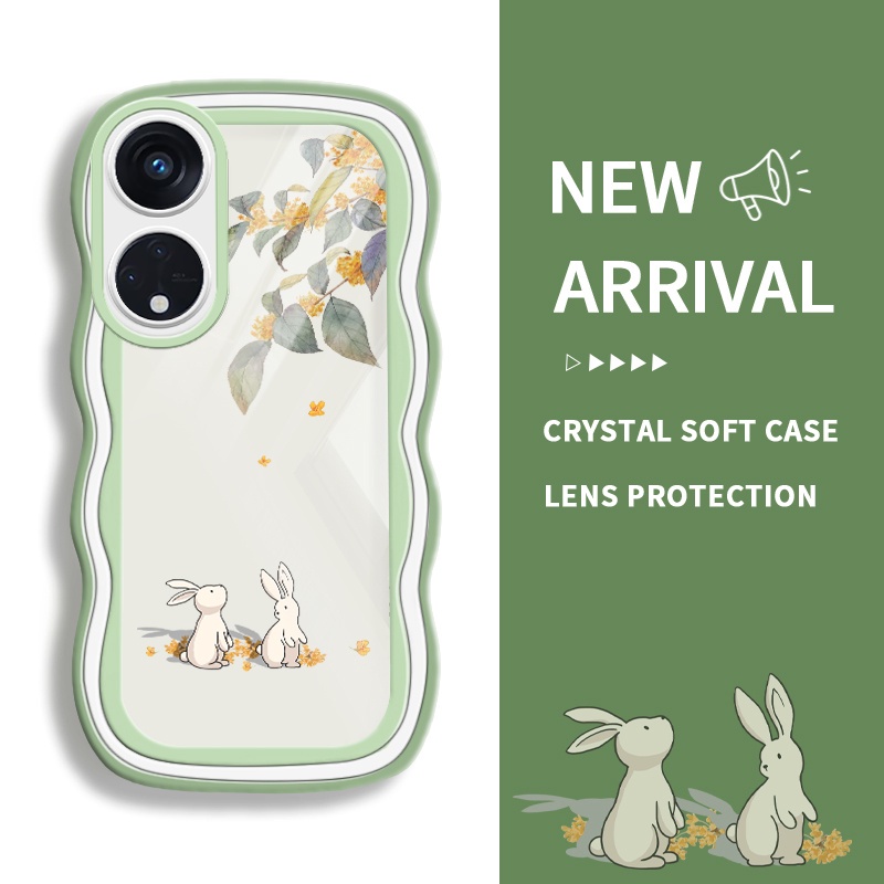 Soft Silicone Case untuk Oppo Reno8 T 5G A1 Pro Reno8 T 4G Reno8 5G Reno9 Reno9 Pro Kelinci yang hidup Osmanthus fragrans Bening Cover