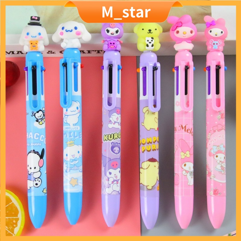 

Pulpen 6 Warna Warni Pena Karakter Mekanik kepala Sanrio Pena Ballpoint