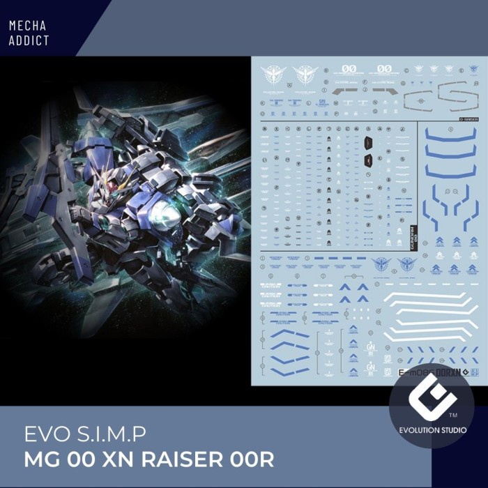 Water Slide Decal MG 00 XN RAISER 00R by EVO SIMP - Fluorescent