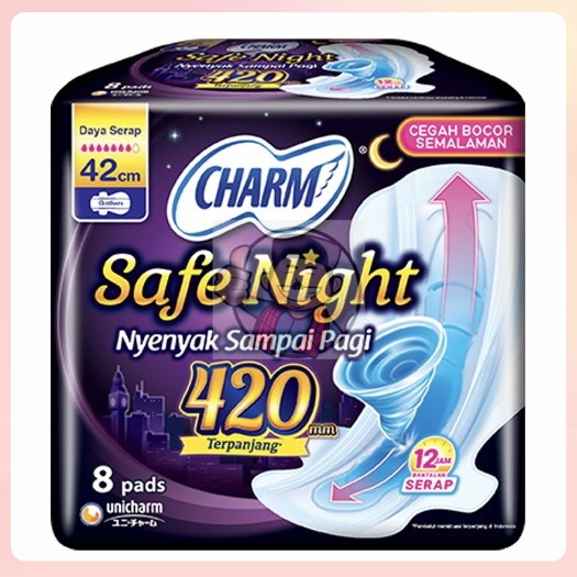 Charm Safe Night Pembalut Wanita Wing 42 cm 8 pcs