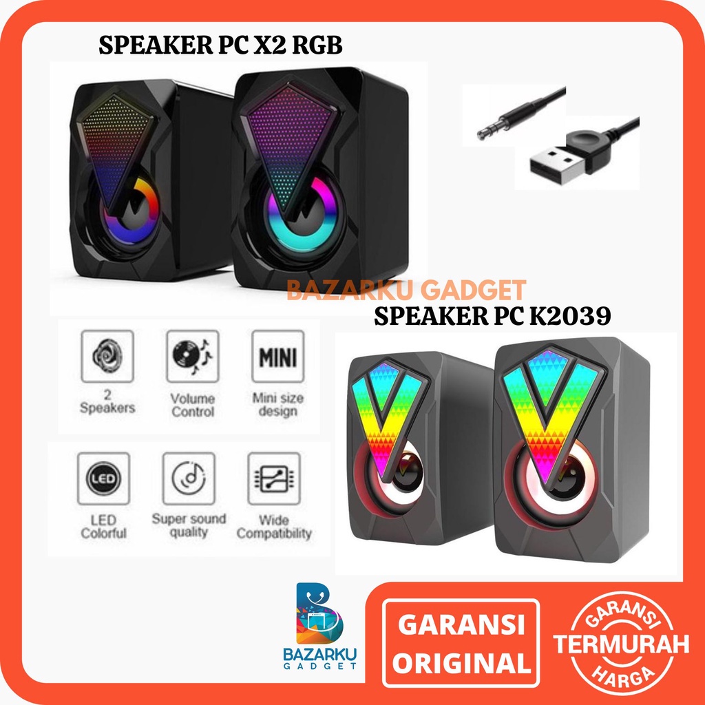 Speaker PC X2 RGB Speaker Komputer K2039 Speaker RGB Speaker Gaming