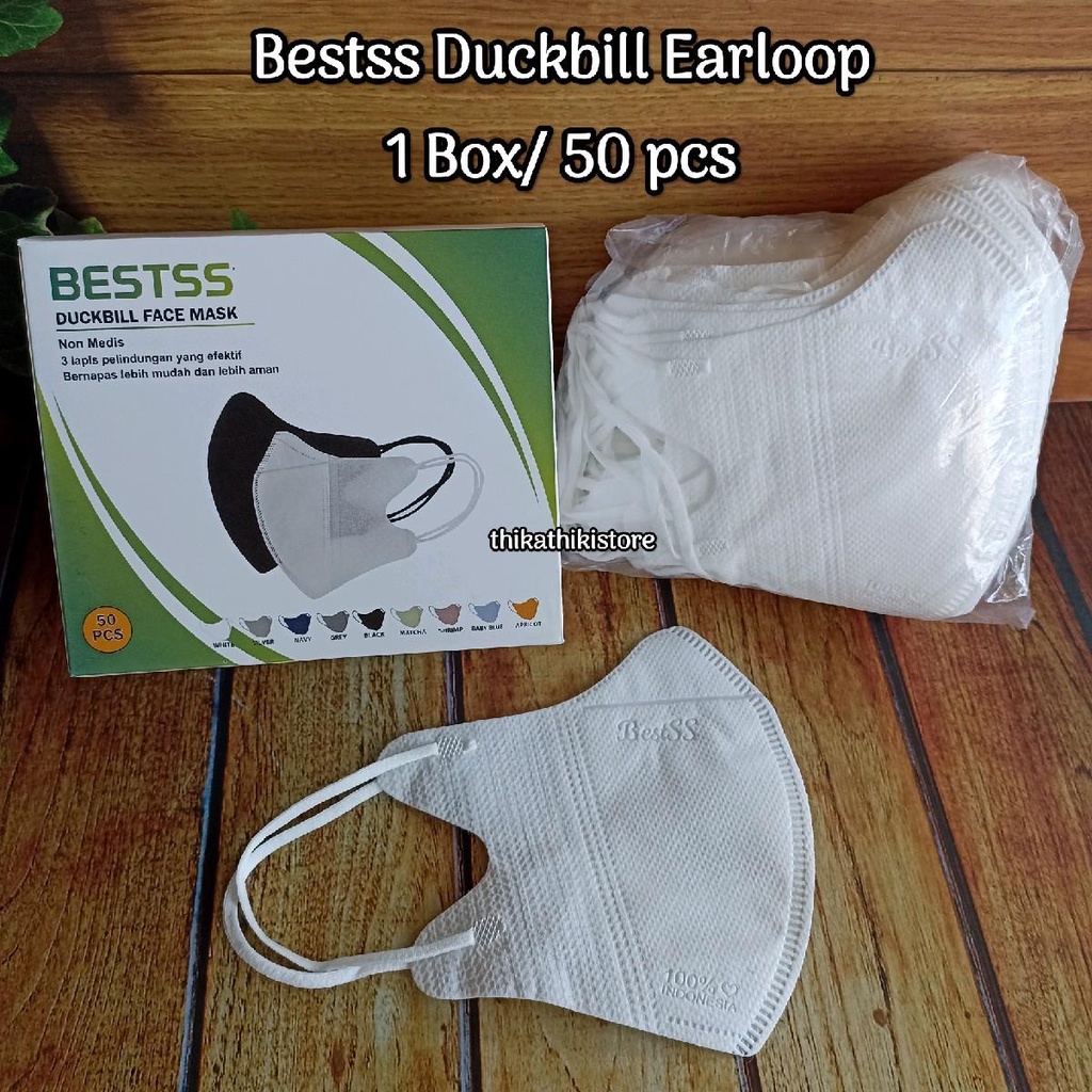 Bestss Masker Duckbill face mask 3 ply 1 box/ 50 pcs tali earloop /masker duckbill murah
